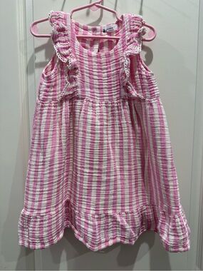 Angel Dear Pink & White Striped Ruffle Sundress